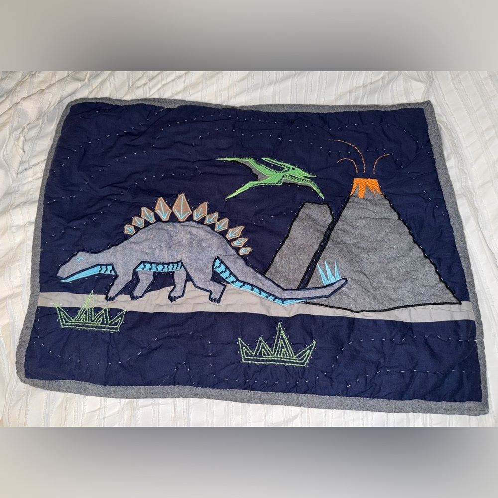 Pottery Barn Kids Warren Dinosaur Quilted Volcano Standard Pillow Sham 20” X 26”